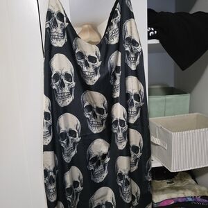 Dressed in LALA Black Slip Dress with Cream Skull Print DRESS ONLY